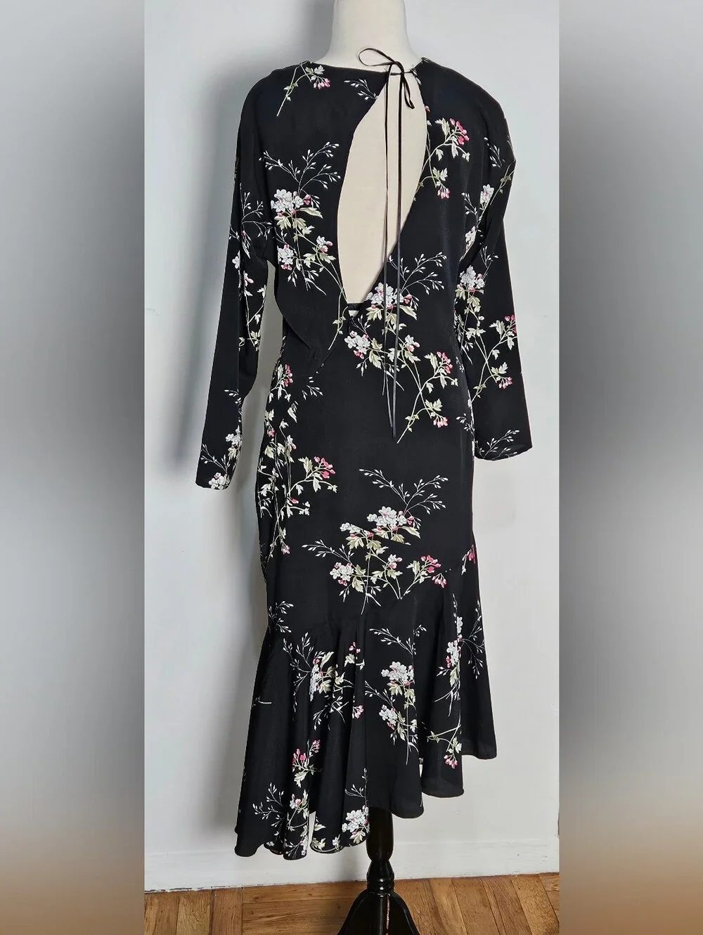 Boohoo Black Floral Long-Sleeve High-low Style Dress - Picture 2 of 7
